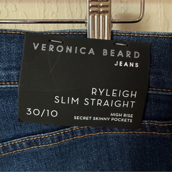 NWT VERONICA BEARD Ryleigh Slim
Straight High Rise Jeans Bright Blue Raw Hem 30 - Picture 2 of 16
